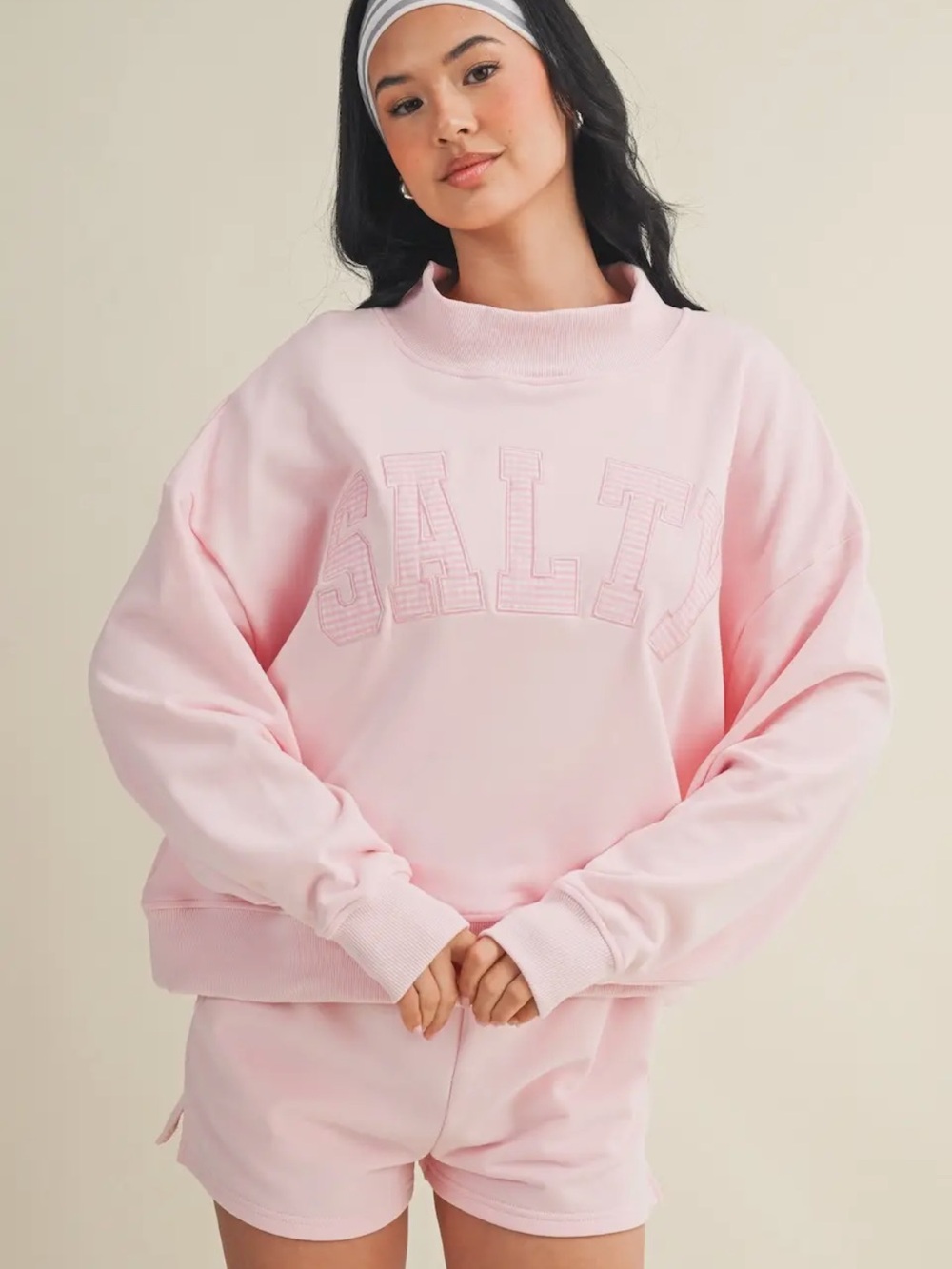 Salty mockneck sweater pink